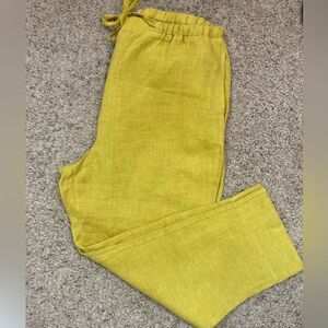 South Street Linen cropped pants w/ pockets in citron (2P)